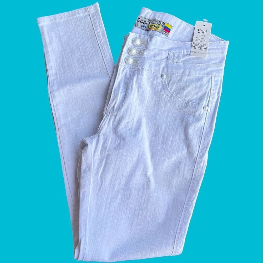 EPHI JEANS.‎ Women's White High Waist Skinny Pants Size 11 Butt-Lifting Waist 32